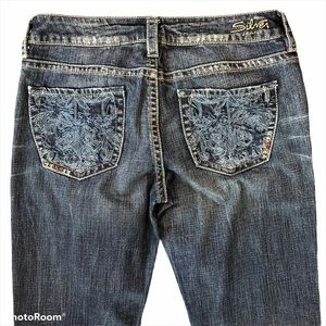 Silver Jeans Lola Boot Cut Distressed Blue 28x33